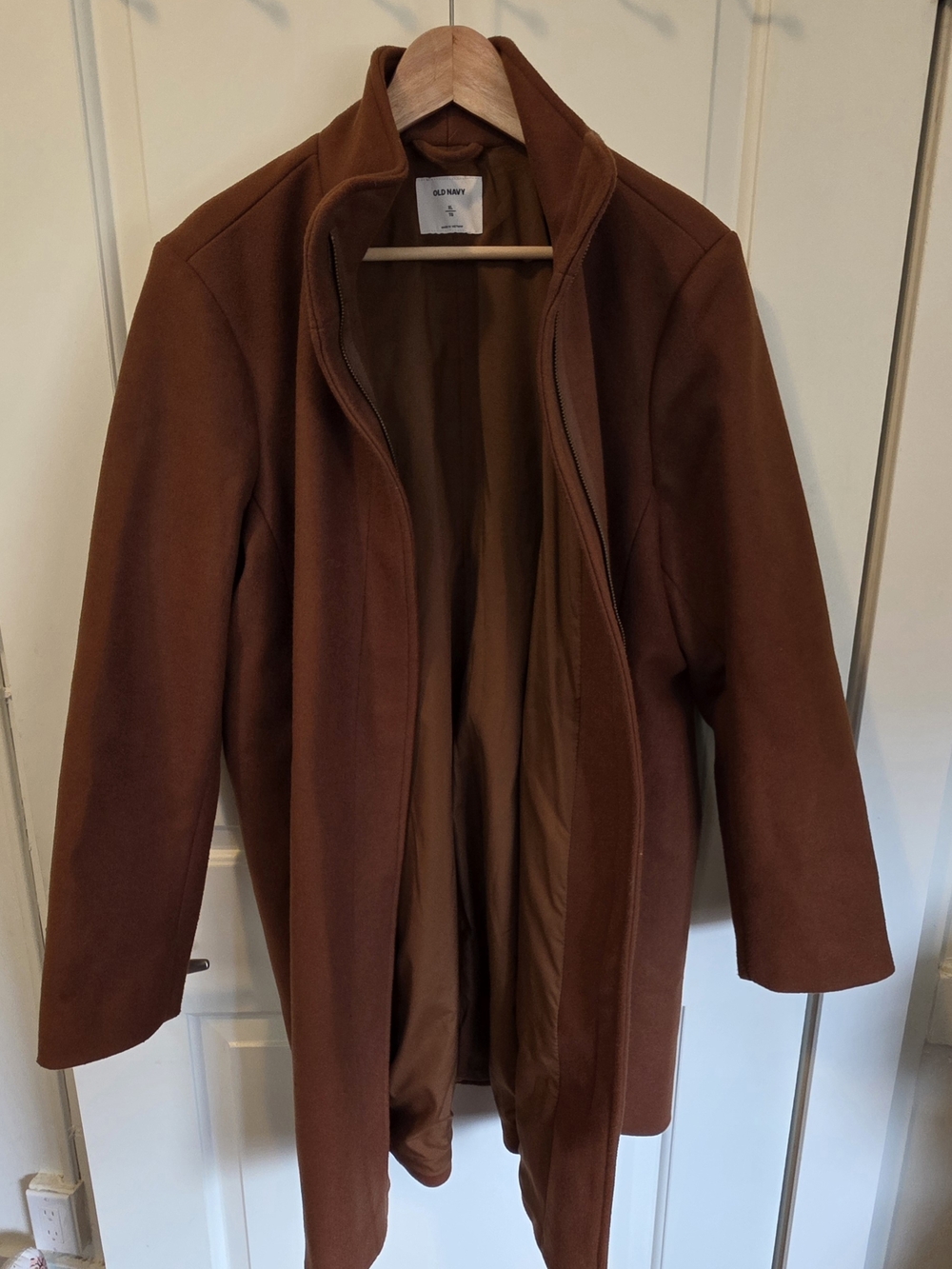 Old Navy Brown Zip Up Wool Blend Coat